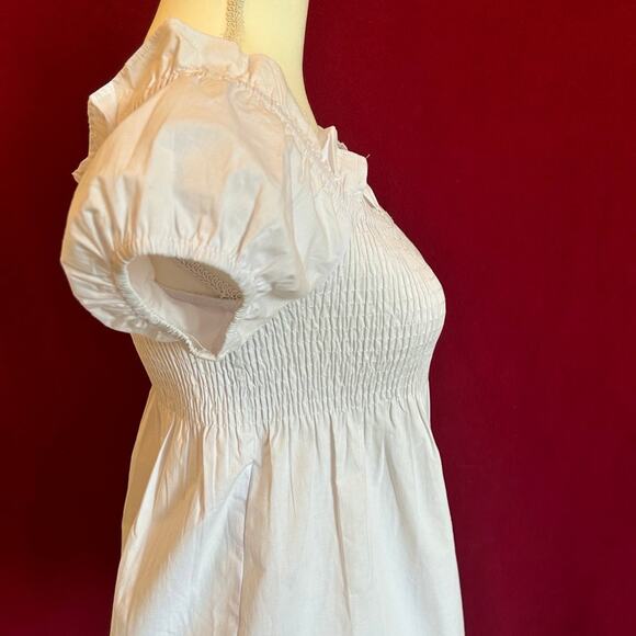 Castle core Smocked top with puff sleeves Coastal cottage fairy top Sz M White - Picture 2 of 6